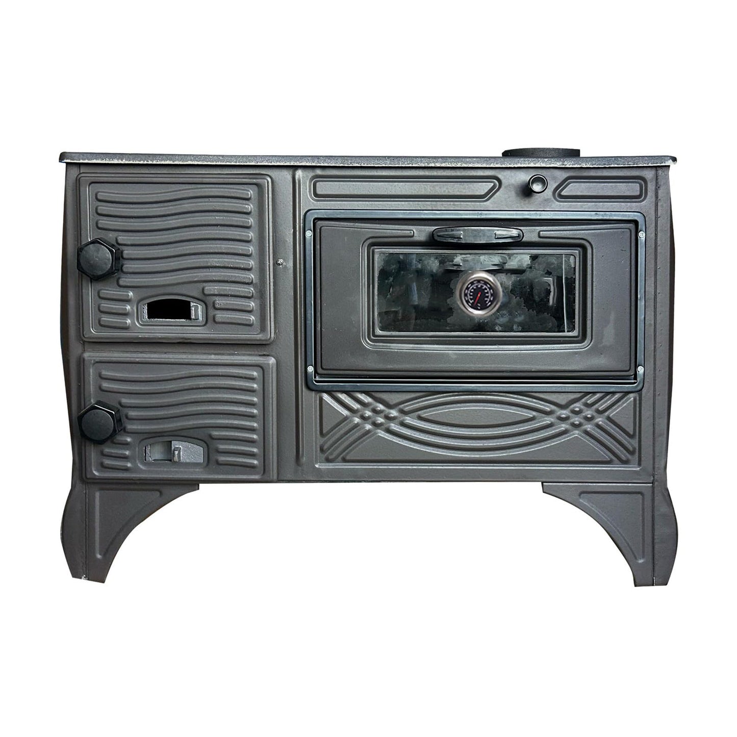 Cast Iron Wood Burning Stove with Built-In Oven