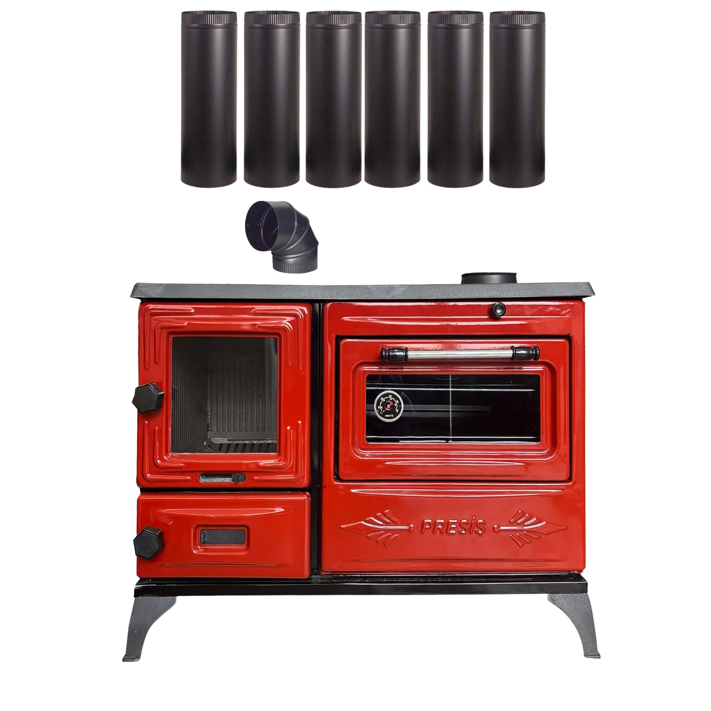 Cast Iron Stove Pipe Kit with Elbow Connector
