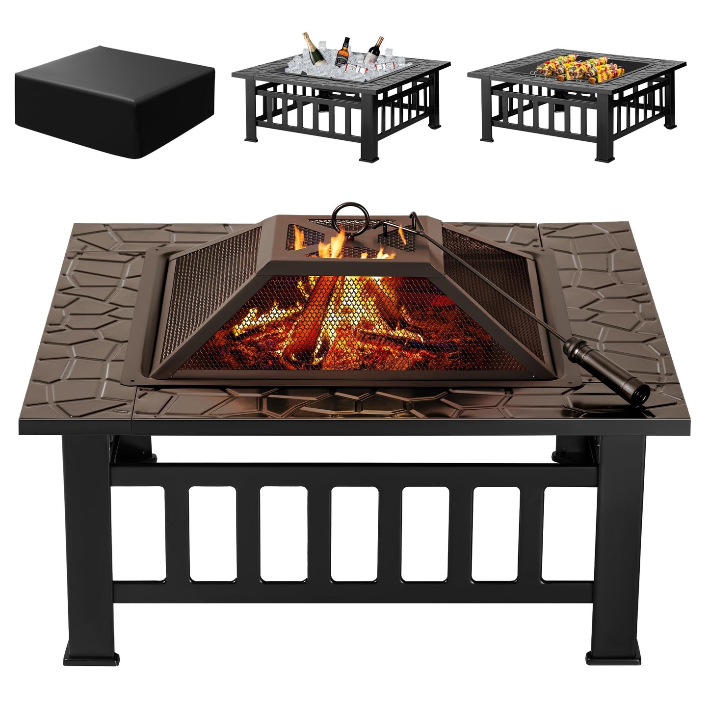 32-Inch Outdoor Fire Pit Table with Cover
