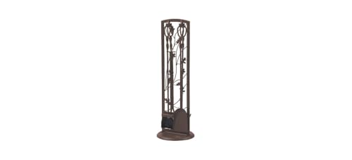 5-Piece Fireplace Tool Set with Oak Leaf Stand