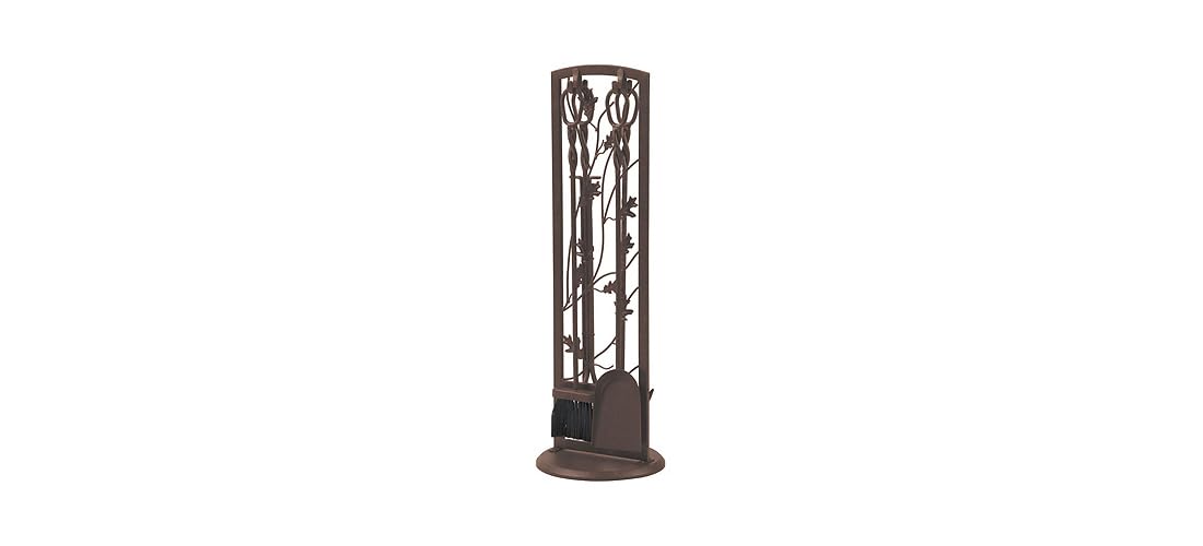 5-Piece Fireplace Tool Set with Oak Leaf Stand