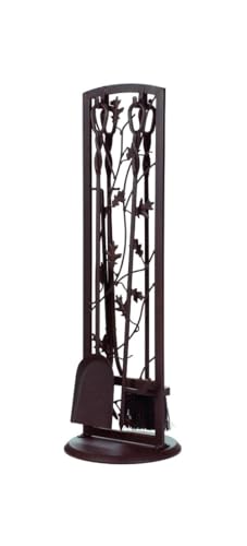5-Piece Fireplace Tool Set with Oak Leaf Stand