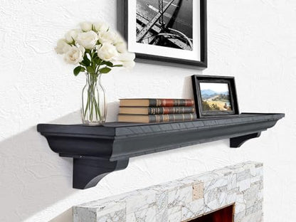 Rustic Fireplace Mantel Shelf with Decorative Corbels