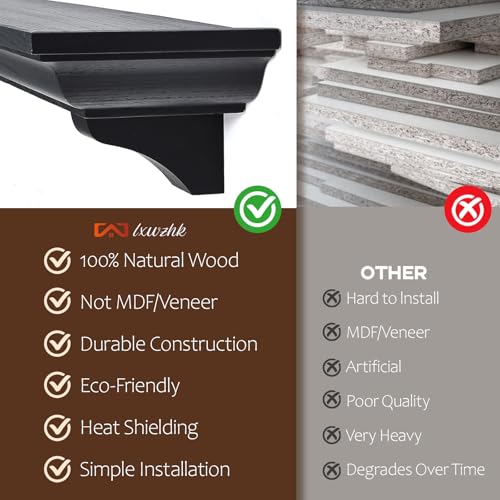 Rustic Fireplace Mantel Shelf with Decorative Corbels