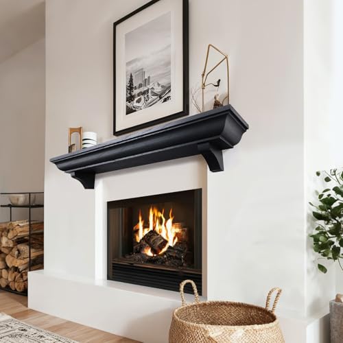 Rustic Fireplace Mantel Shelf with Decorative Corbels