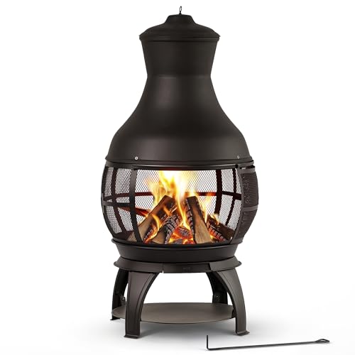 Wood Burning Chiminea Fireplace for Backyard Patio