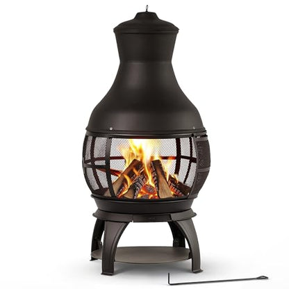Wood Burning Chiminea Fireplace for Backyard Patio