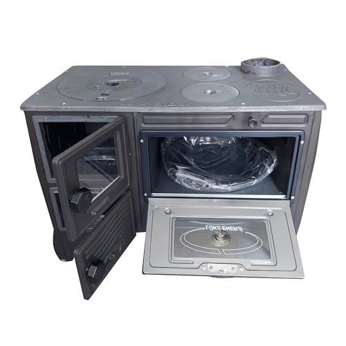 Cast Iron Wood Burning Stove with Built-In Oven
