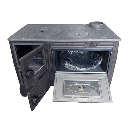 Cast Iron Wood Burning Stove with Built-In Oven