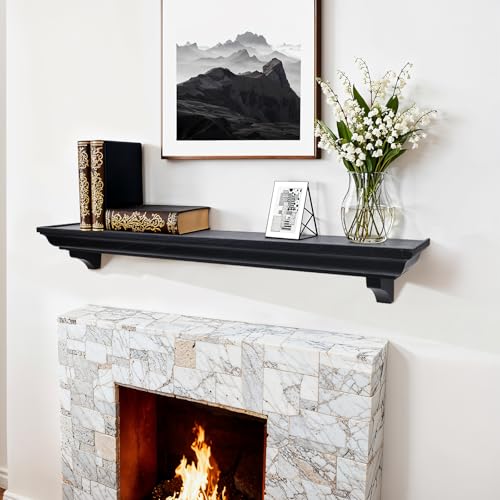 Rustic Fireplace Mantel Shelf with Decorative Corbels