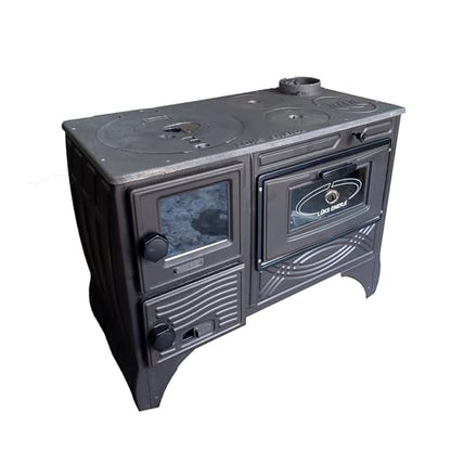 Cast Iron Wood Burning Stove with Built-In Oven