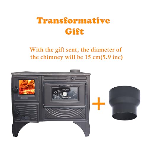 Cast Iron Wood Burning Stove with Built-In Oven