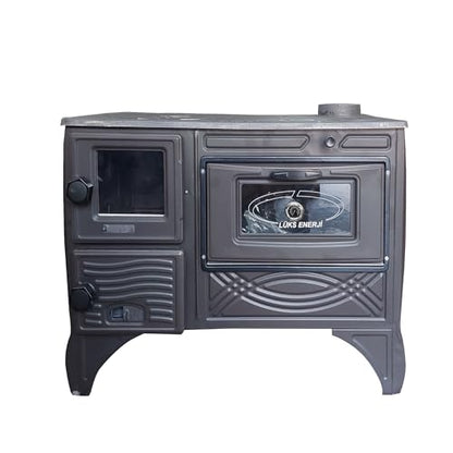 Cast Iron Wood Burning Stove with Built-In Oven