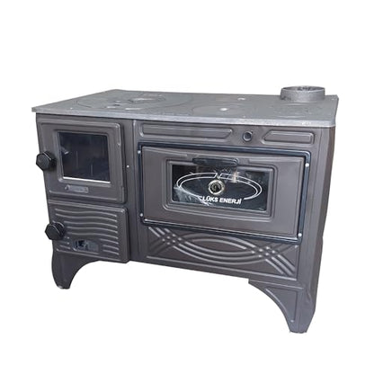 Cast Iron Wood Burning Stove with Built-In Oven