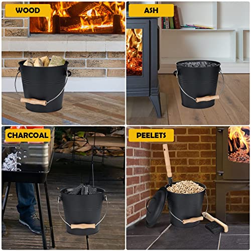 Fireplace Ash Bucket with Lid and Carry Handle