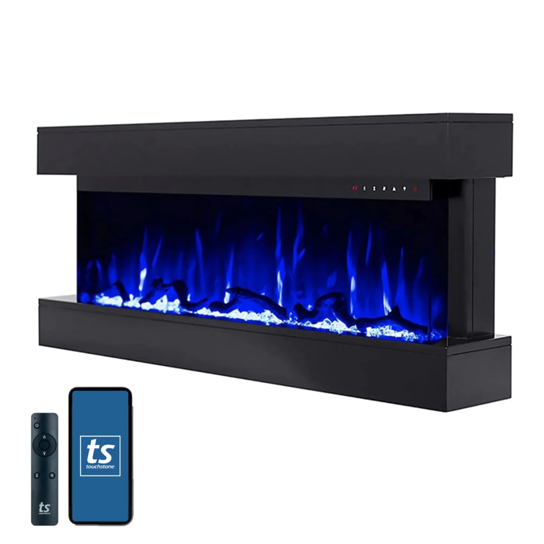Smart Wall Mounted Electric Fireplace with Mantel
