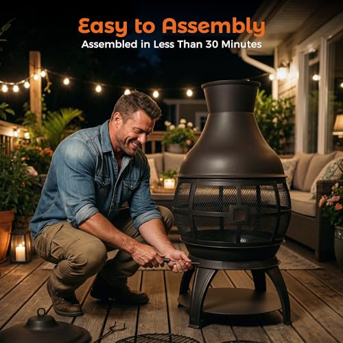 Wood Burning Chiminea Fireplace for Backyard Patio