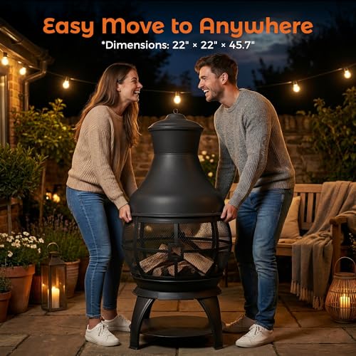 Wood Burning Chiminea Fireplace for Backyard Patio