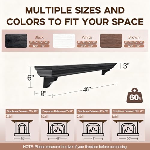 Rustic Fireplace Mantel Shelf with Decorative Corbels