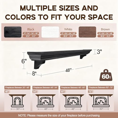 Rustic Fireplace Mantel Shelf with Decorative Corbels