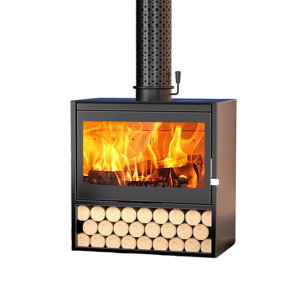 Wood Burning Stove with Firewood Storage Rack