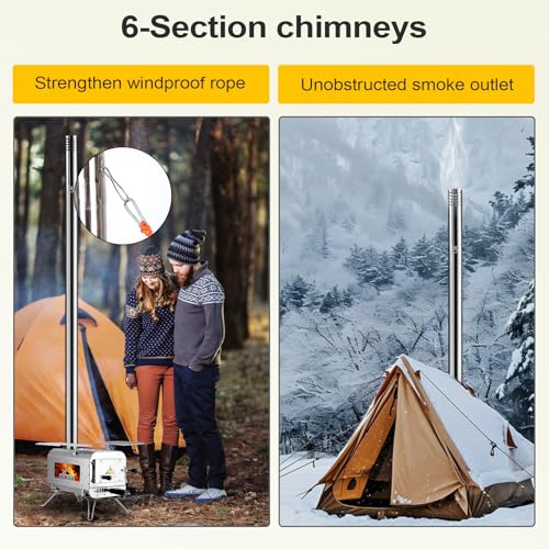 Portable Wood Burning Tent Stove with Chimney Kit