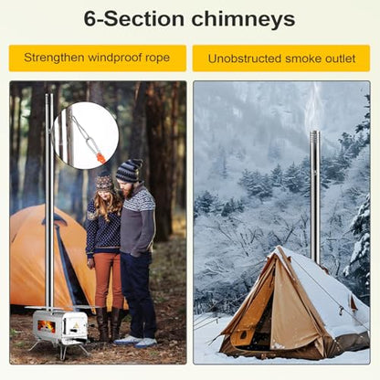 Portable Wood Burning Tent Stove with Chimney Kit