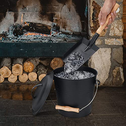 Fireplace Ash Bucket with Lid and Carry Handle
