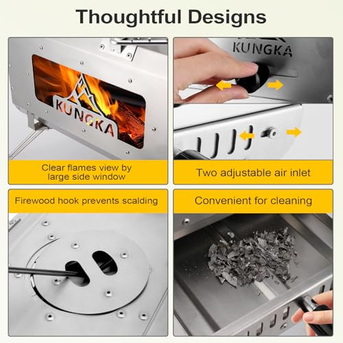 Portable Wood Burning Tent Stove with Chimney Kit