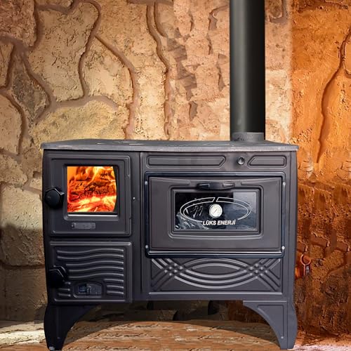 Cast Iron Wood Burning Stove with Built-In Oven
