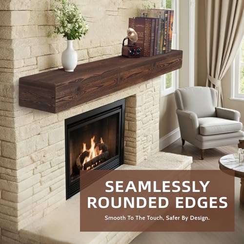 Handcrafted Rustic Wood Fireplace Mantel Shelf