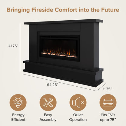 Electric Fireplace Mantel Package with Color Flames