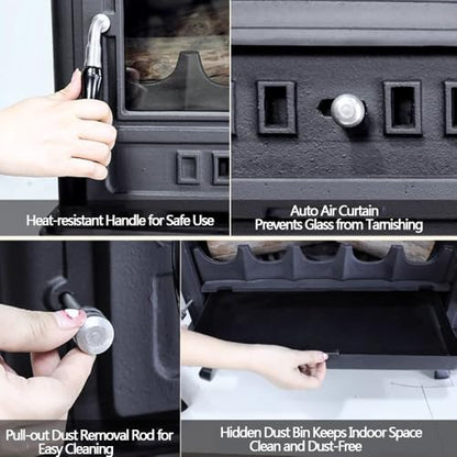 Wood Burning Stove with Large Viewing Glass