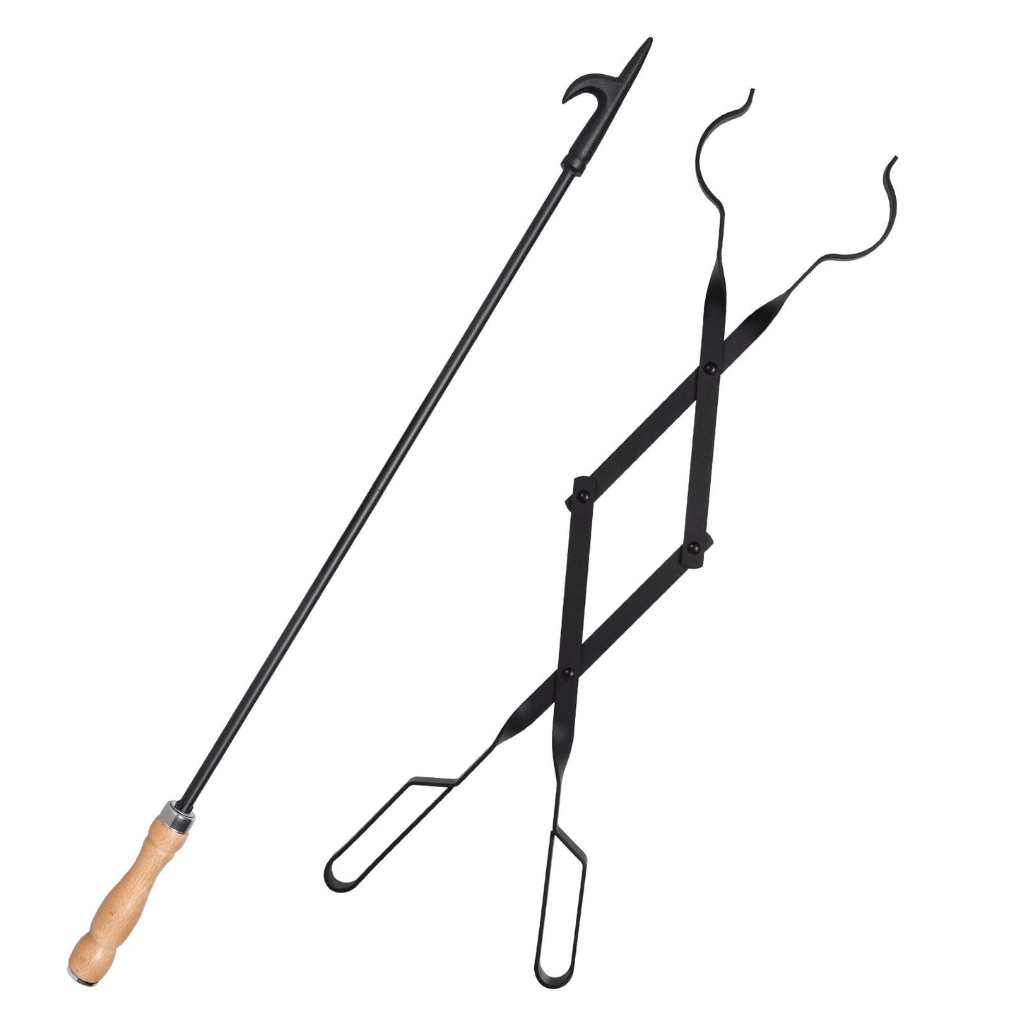 Fireplace Poker and Log Tongs Tool Set