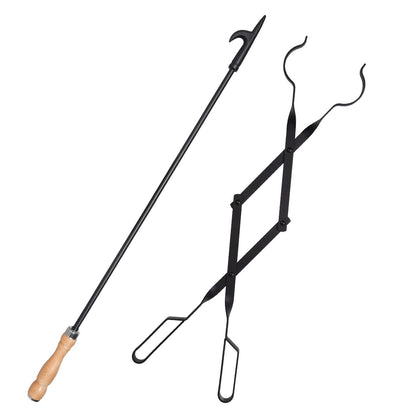 Fireplace Poker and Log Tongs Tool Set