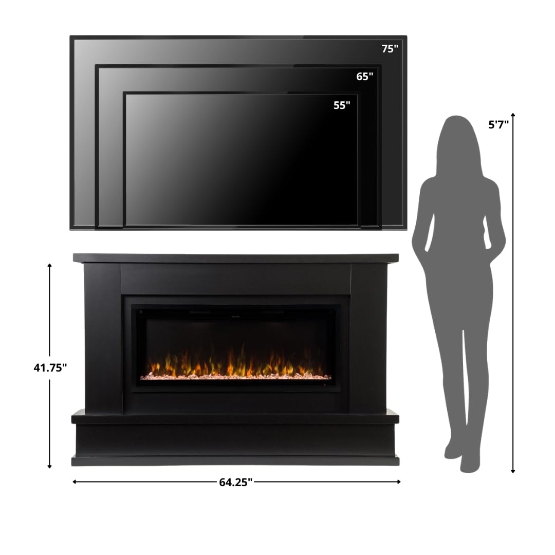 Electric Fireplace Mantel Package with Color Flames