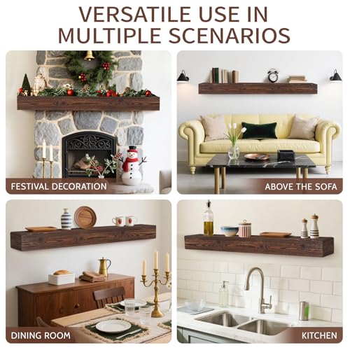 Handcrafted Rustic Wood Fireplace Mantel Shelf