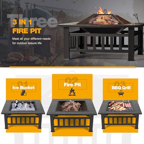 32-Inch Outdoor Fire Pit Table with Cover