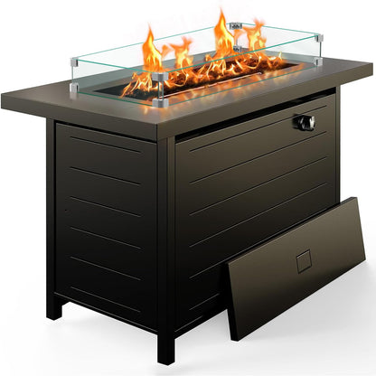 Outdoor Gas Fire Pit Table with Hidden Tank Storage