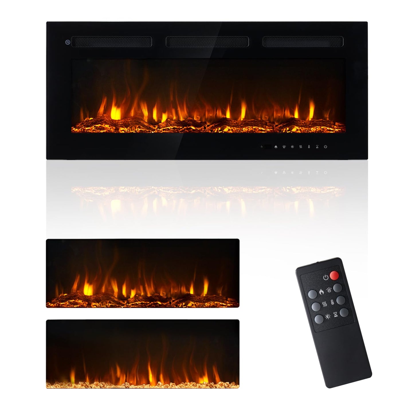 OneBlis Electric Fireplace, Adjustable Color Flame