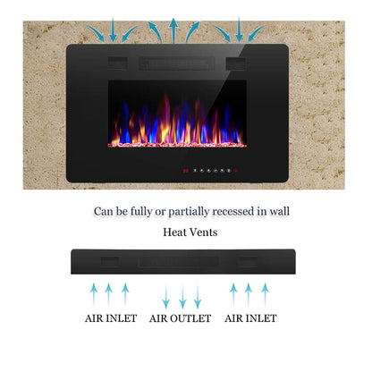 Ultra Thin Recessed Wall Mounted Electric Fireplace