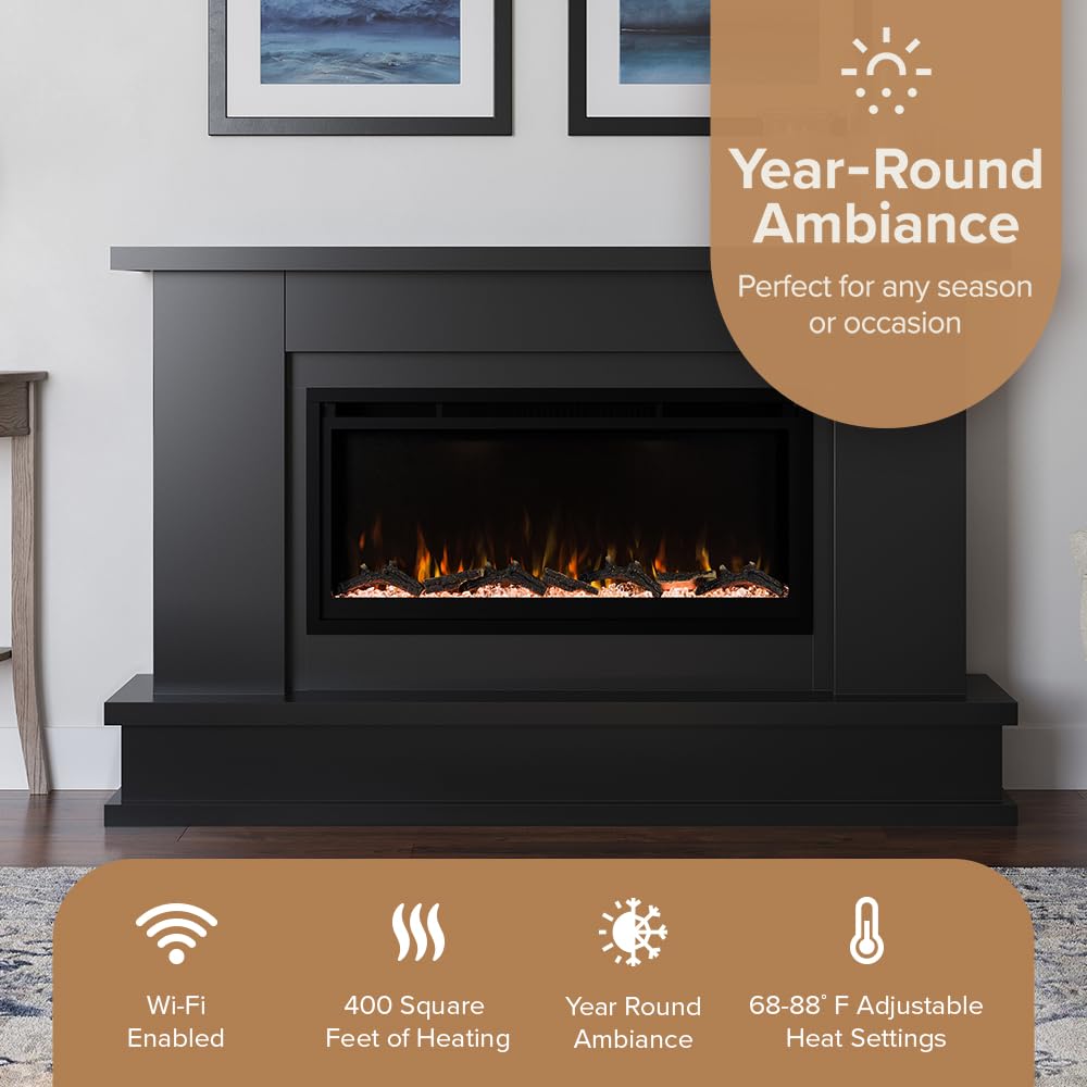 Electric Fireplace Mantel Package with Color Flames