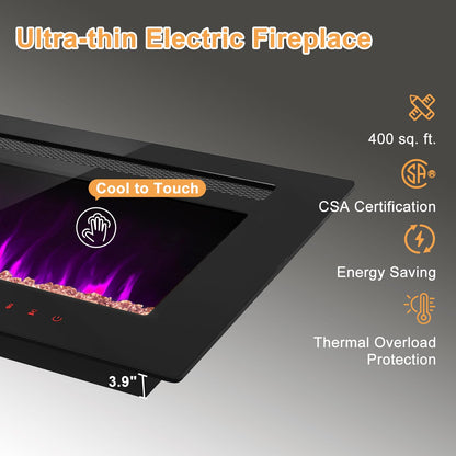 OneBlis Electric Fireplace, Adjustable Color Flame