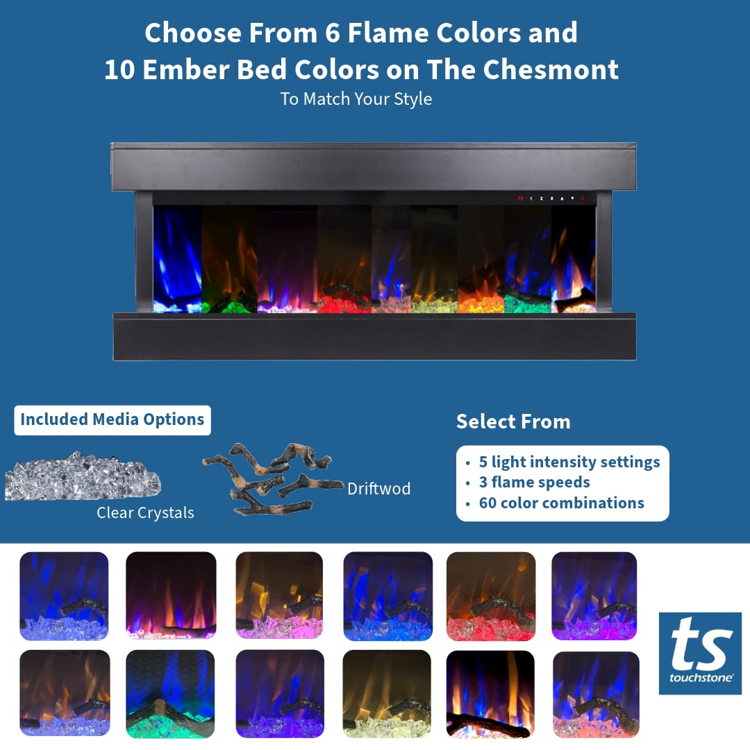 Smart Wall Mounted Electric Fireplace with Mantel