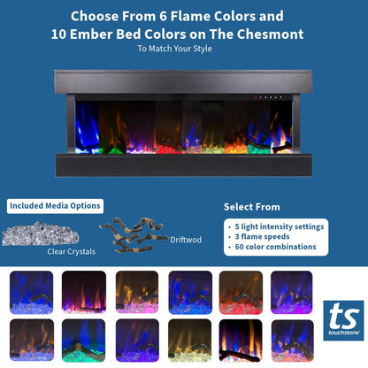 Smart Wall Mounted Electric Fireplace with Mantel