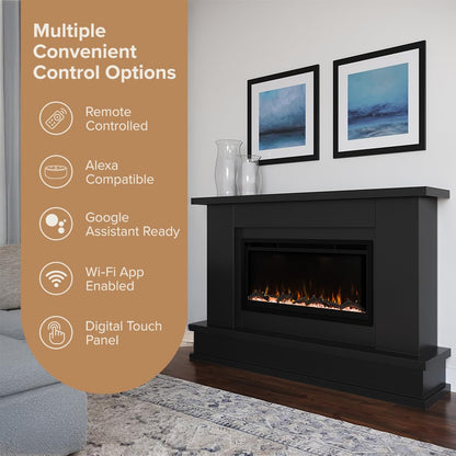 Electric Fireplace Mantel Package with Color Flames