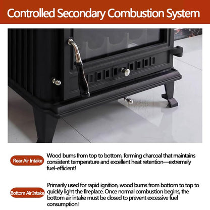 Wood Burning Stove with Large Viewing Glass