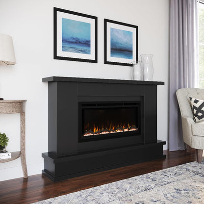Electric Fireplace Mantel Package with Color Flames