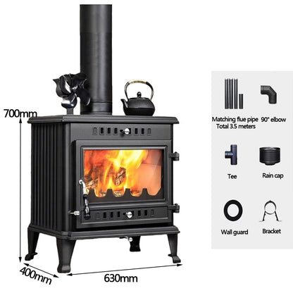 Wood Burning Stove with Large Viewing Glass
