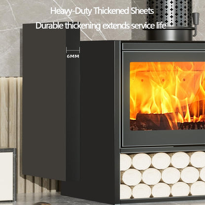 Wood Burning Stove with Firewood Storage Rack